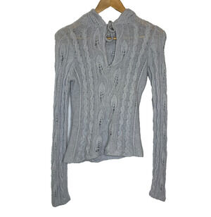 Women's Small Margaret Loves Peter 100% Cashmere Hoodie Cable Knit Sweater